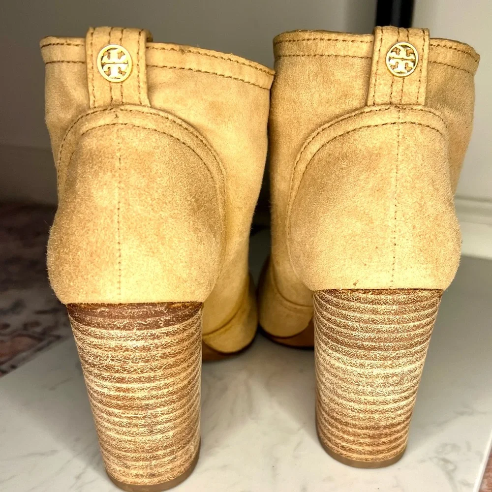 Suede Ankle Booties in Tan - Stylish Women’s Heeled Boots
